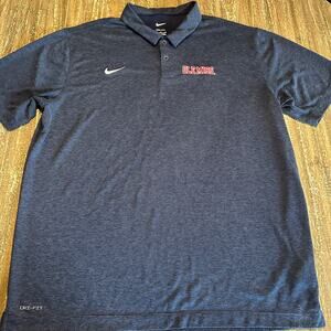 Nike Ole Miss Striped Golf Polo Dri-Fit Blue Men’s Size XL
